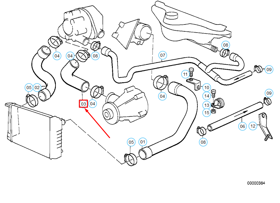 new bmw 3 e30 cooling system water hose 11531275398 1275398 original