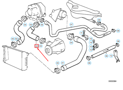 new bmw 3 e30 cooling system water hose 11531275398 1275398 original