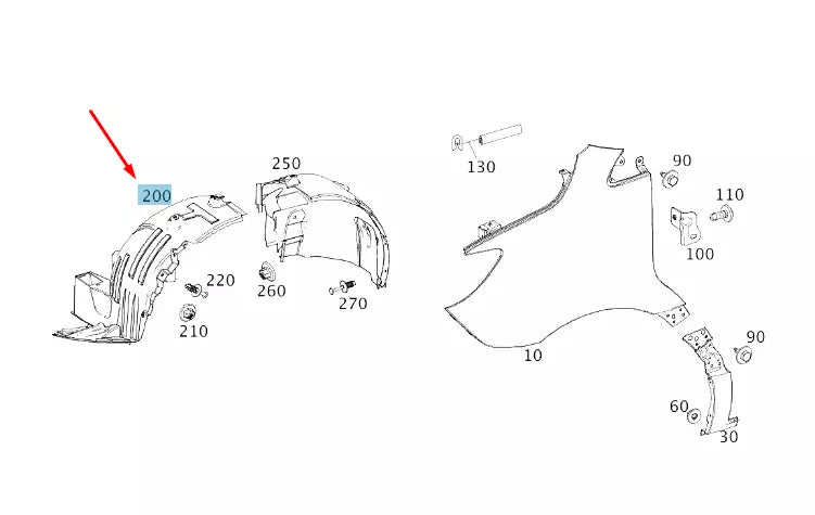 NEW MB SPRINTER 907 FRONT RIGHT WHEEL HOUSE LINER FRONT PART A9076840100