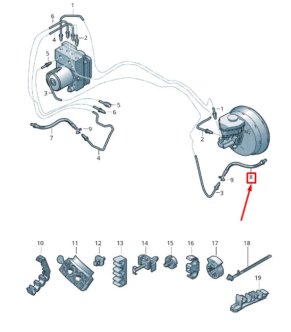NEW VW TOUAREG 7P FRONT LEFT BRAKE HOSE 7P0611701B ORIGINAL