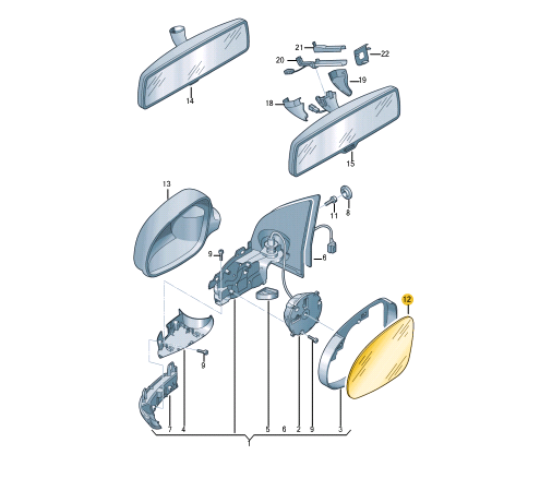 new volkswagen jetta a5 front right door mirror glass rhd 5m0857522h original