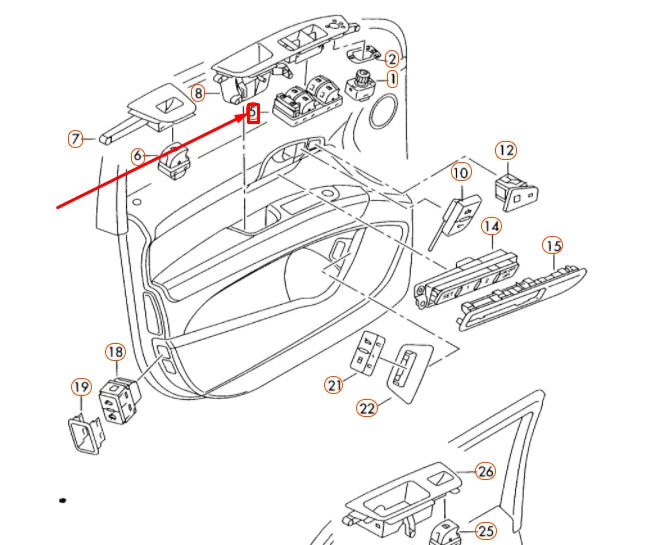 NEW AUDI Q7 4L FRONT LEFT DOOR WINDOW REGULATOR SWITCH LHD 4F0959851J5PR
