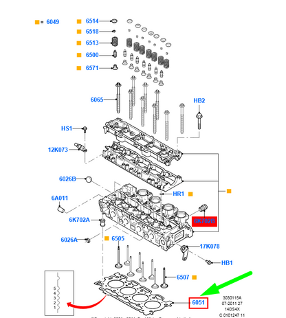 new ford focus mk2 cylinder head gasket 1146053 2s6q-6051-ea original