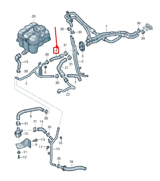 NEW AUDI Q7 4M ENGINE COOLANT HOSE 4M0819672A