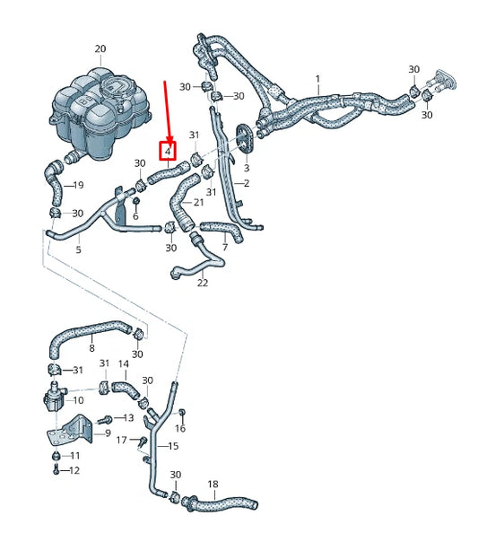 NEW AUDI Q7 4M ENGINE COOLANT HOSE 4M0819672A
