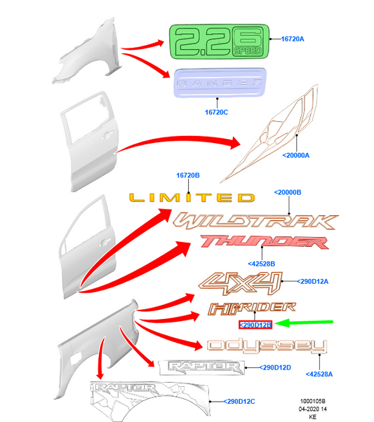 new ford ranger t6 left decal strip 1749869 original
