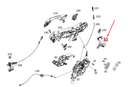 new mb gle w167 rear left door lock bearing bracket a1677331000 original