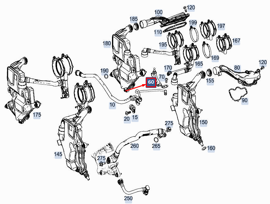 new mercedes-benz e w213 breather line to engine bracket a1770901541 original