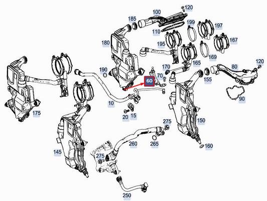 new mercedes-benz e w213 breather line to engine bracket a1770901541 original