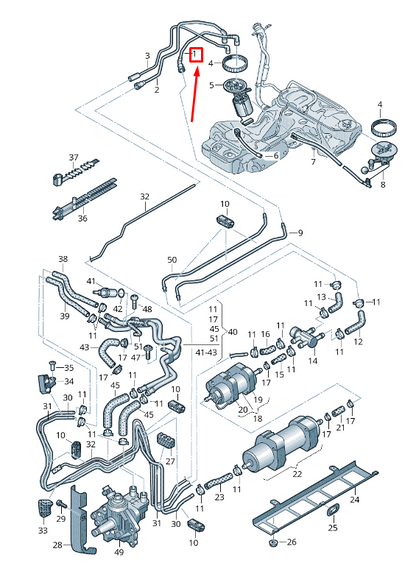 new audi a4 allroad b8 fuel feed pipe 8k0201220b original