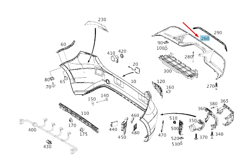 NEW MERCEDES-BENZ A W176 REAR BUMPER BOTTOM TRIM A1768854725 ORIGINAL