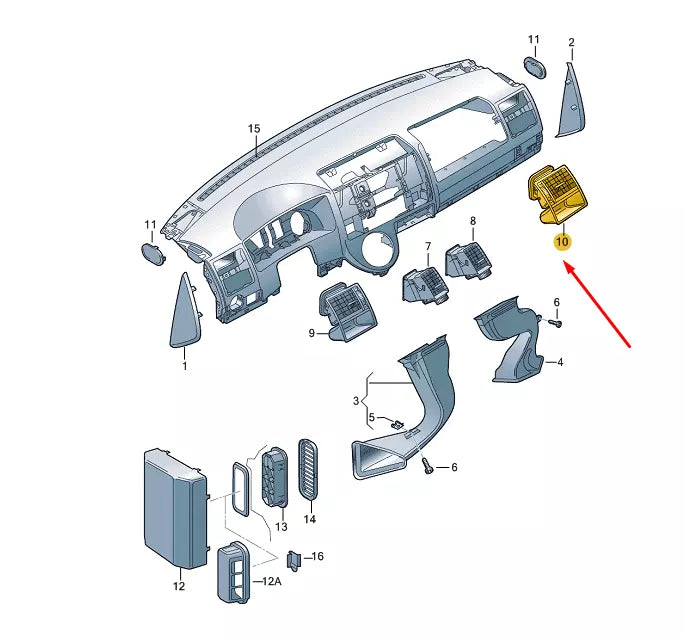 NEW VW TRANSPORTER T5 DASHBOARD RIGHT AIR VENT 7E0819204FV80