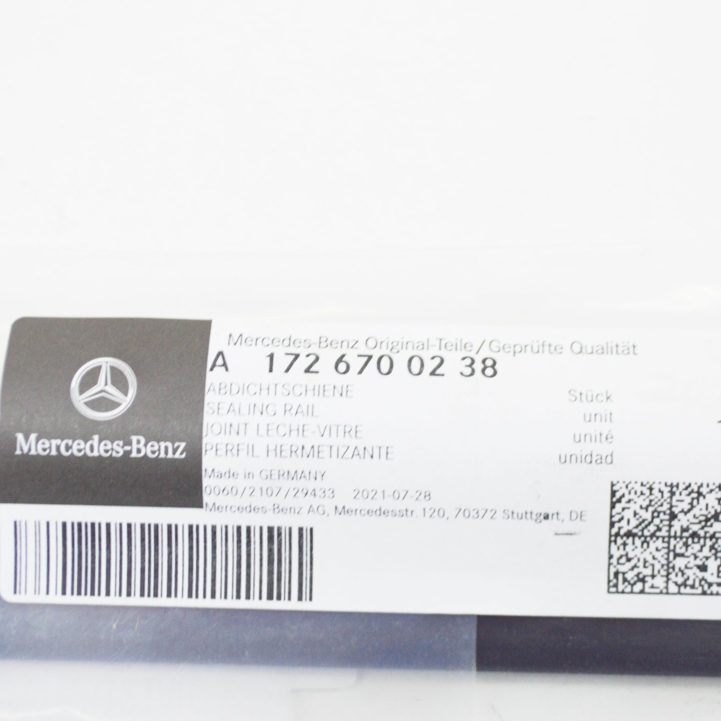 NEW MB SLK R172 REAR RIGHT SIDE WINDOW OUTSIDE SEALING RAIL A1726700238 ORIGINAL