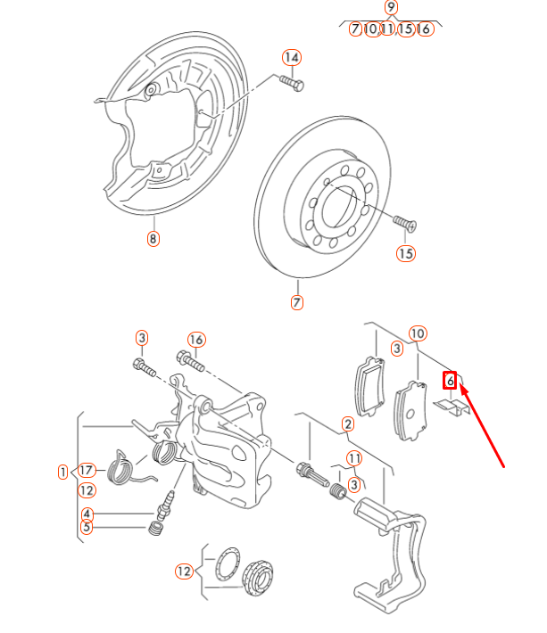 new audi a3 quattro rear disk brake pad intermediate plate 8p0615231a original