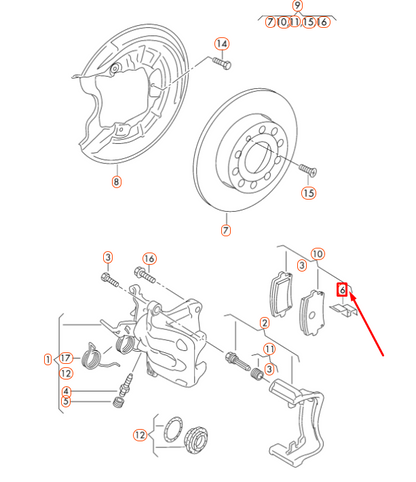new audi a3 quattro rear disk brake pad intermediate plate 8p0615231a original