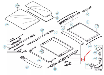 NEW BMW 5 E61 TOURING PANORAMIC SUNROOF REPAIR KIT FRONT 54107198619 ORIGINAL