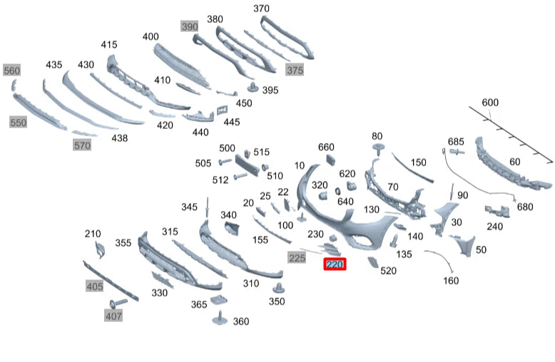 NEW MERCEDES-BENZ GLC COUPE C253 FRONT RIGHT GRILLE A2538858104 ORIGINAL