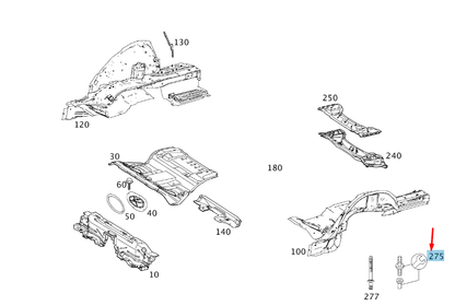 NEW MB E W212 REAR END FLOOR THREADED PIN PARTS KIT A0009901210 ORIGINAL