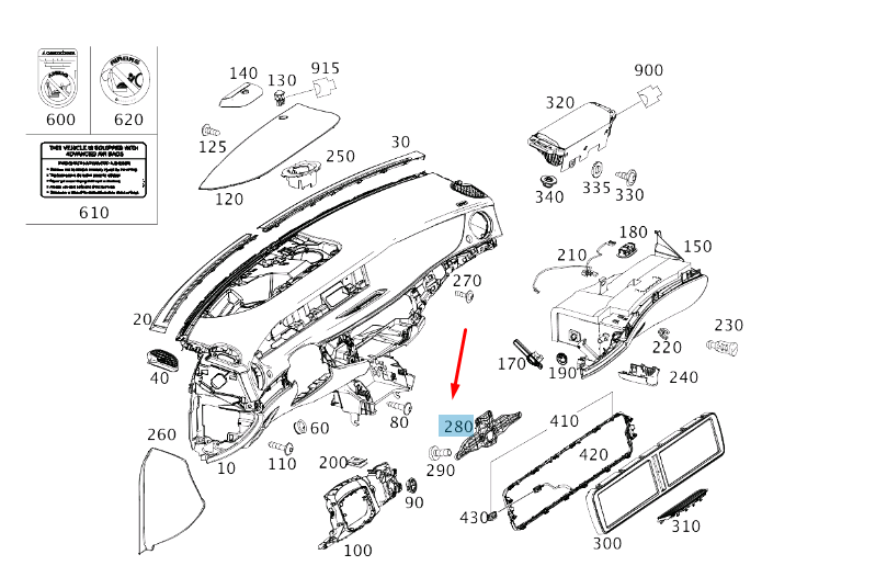 new mb s w222 instrument cluster and central display bracket a2226890014