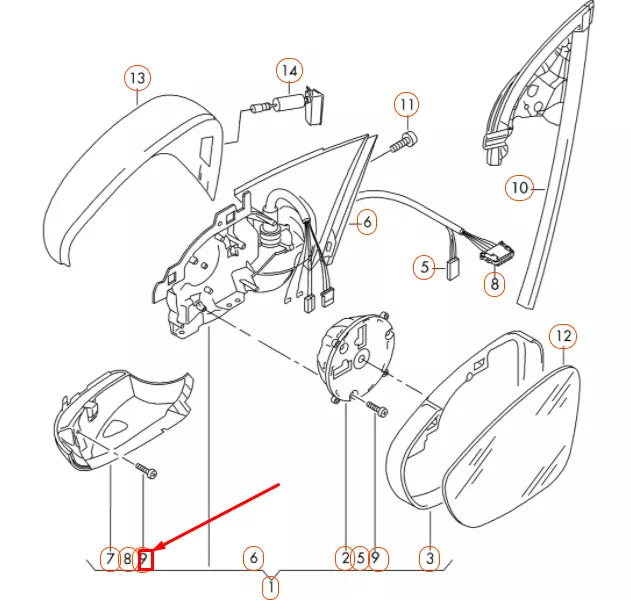 NEW VOLKSWAGEN CC FRONT DOOR MIRROR 1 SET FIXING PARTS 3C8898011 ORIGINAL