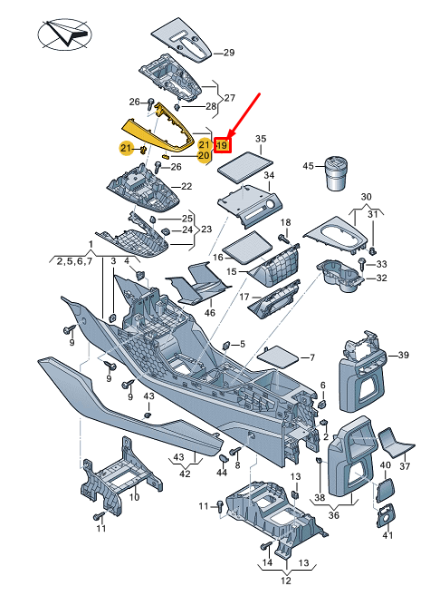 new audi q4 e-tron center console trim 89a8639691o5 original
