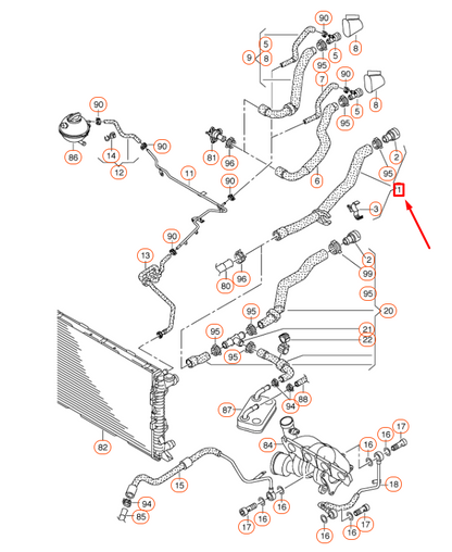 NEW AUDI Q3 8U ENGINE COOLANT HOSE 5N0122073L ORIGINAL