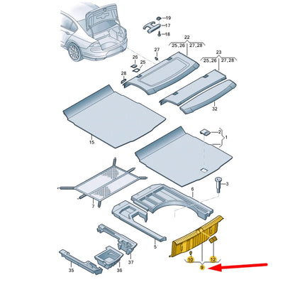 NEW VOLKSWAGEN PASSAT B8 TRUNK LOCK CARRIER COVER TRIM 3G586345982V ORIGINAL