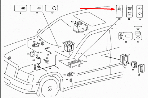 NEW MERCEDES-BENZ 190 W201 HAZARD SWITCH BUTTON A0008209010 ORIGINAL
