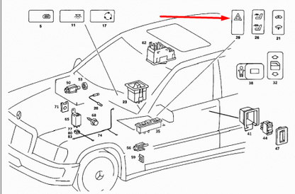 NEW MERCEDES-BENZ 190 W201 HAZARD SWITCH BUTTON A0008209010 ORIGINAL