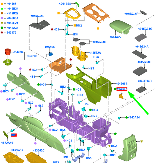 new ford kuga mk3 console pencil holder 1085061 98ab-19a377-cb original
