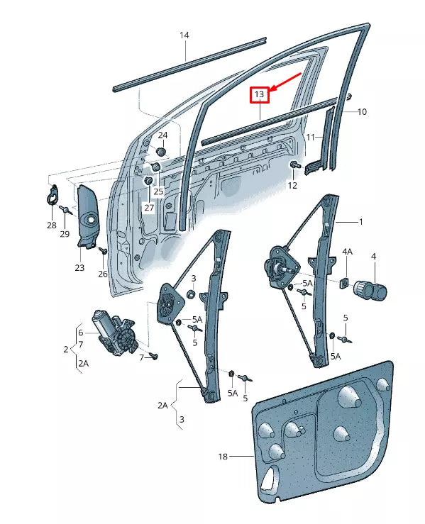 NEW VW FOX 5Z RIGHT INNER DOOR WINDOW SEAL STRIP 5Z38374721NN ORIGINAL