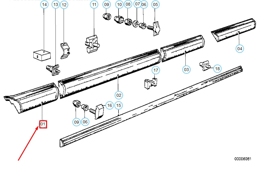 NEW BMW 6 E24 FRONT LEFT FENDER MOULDING 51131904453 1904453 ORIGINAL