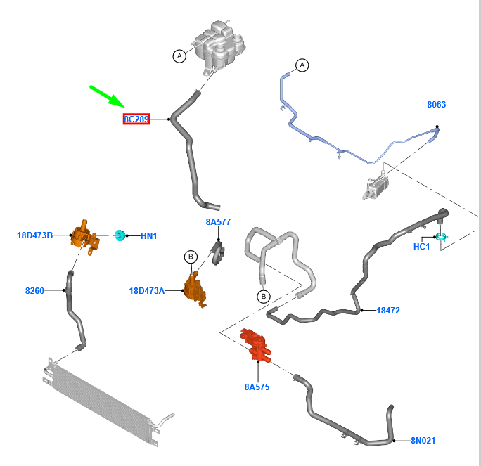 new ford kuga mk3 cooling system hose assy 2513372 lx61-8c289-hae original