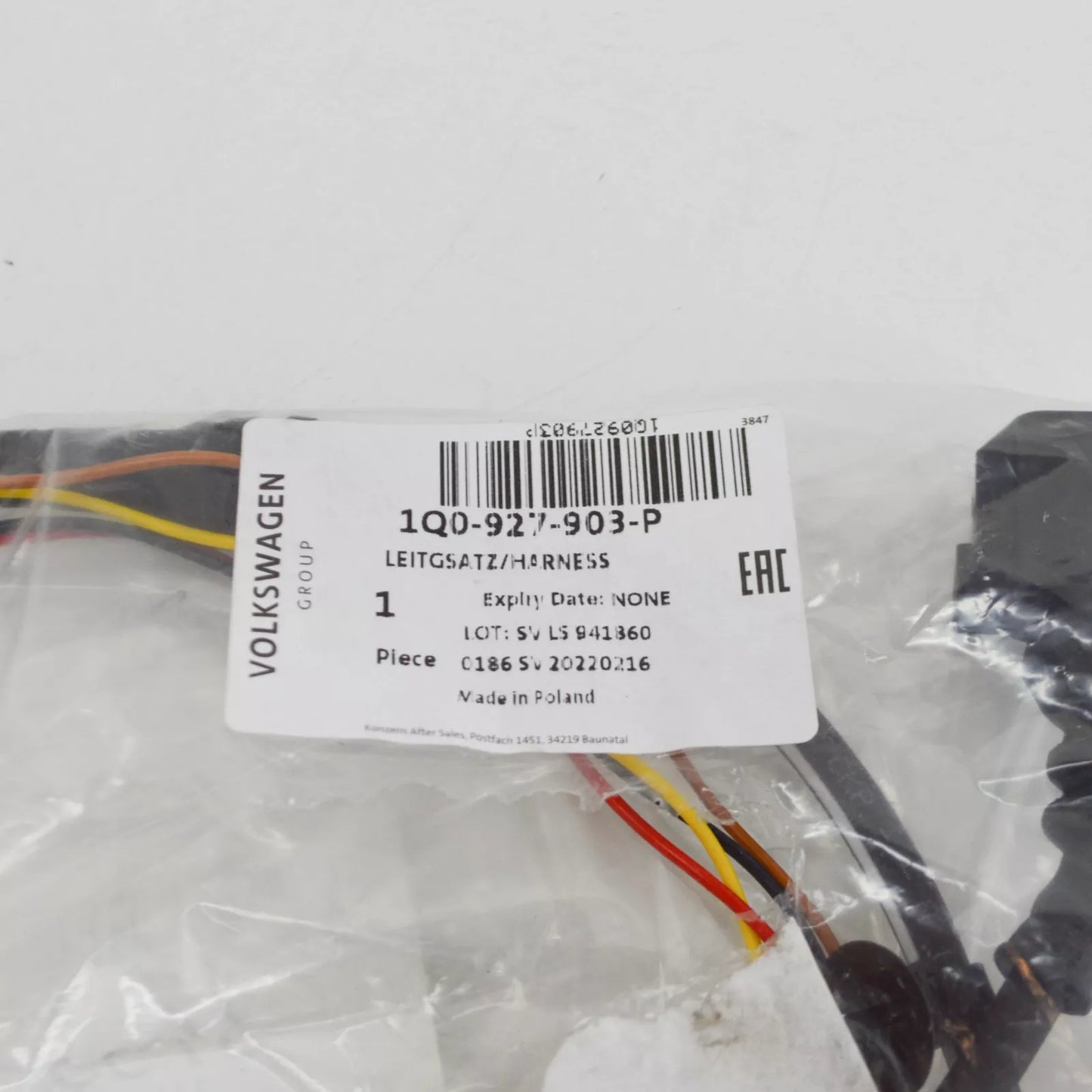 NEW VW EOS 1F FRONT LEFT ABS SENSOR WIRING 1Q0927903P ORIGINAL