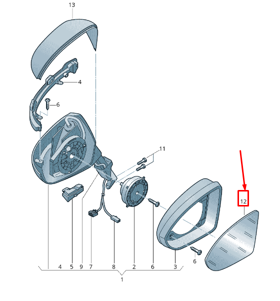 NEW VW GOLF SPORTSVAN AM FRONT RIGHT DOOR MIRROR GLASS RHD 510857522E ORIGINAL