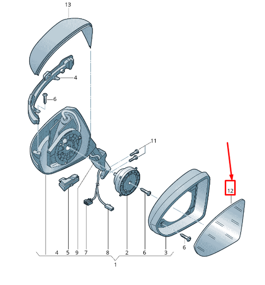 NEW VW GOLF SPORTSVAN AM FRONT RIGHT DOOR MIRROR GLASS RHD 510857522E ORIGINAL