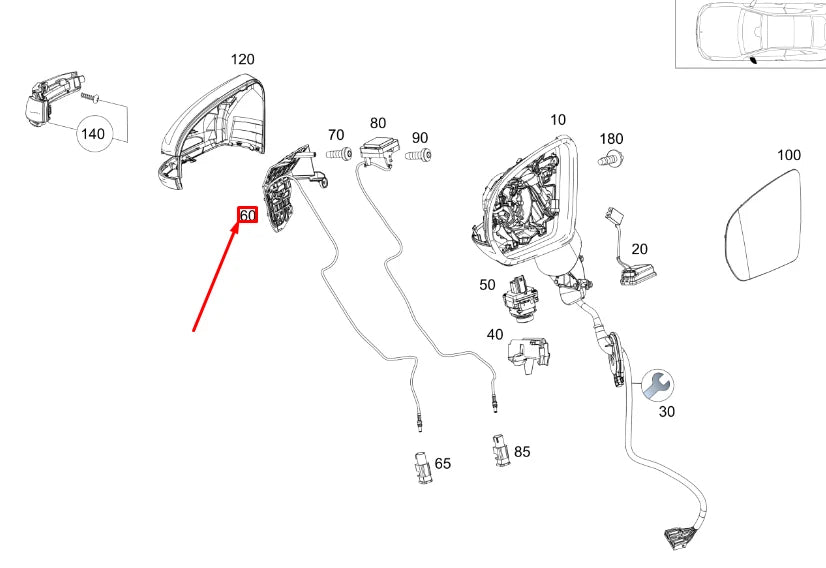 NEW MB E C238 FRONT LEFT DOOR MIRROR TELEPHONE ANTENNA LHD A2388109701 ORIGINAL