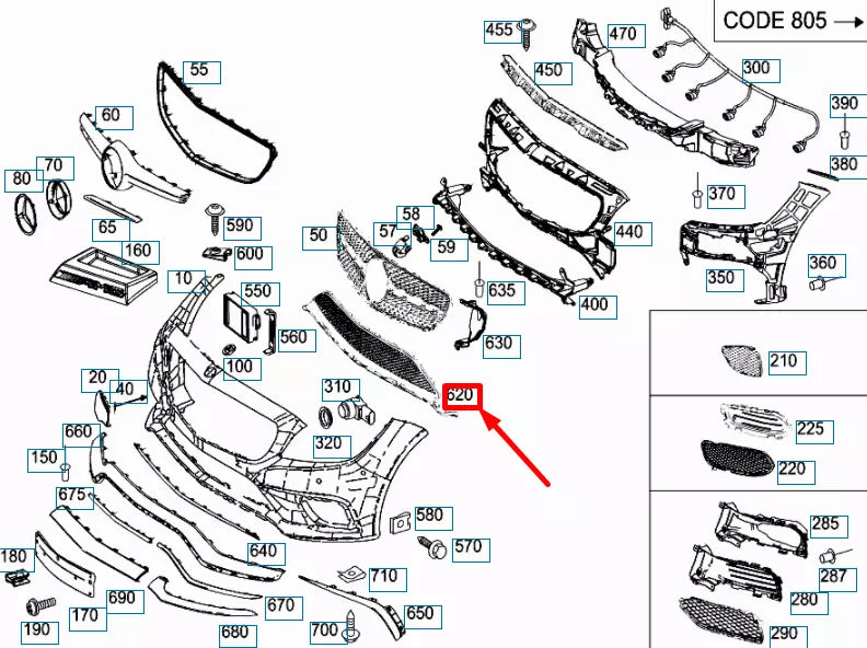 NEW MERCEDES-BENZ CLS C218 AMG FRONT BUMPER LOWER GRILLE A2188851900 ORIGINAL