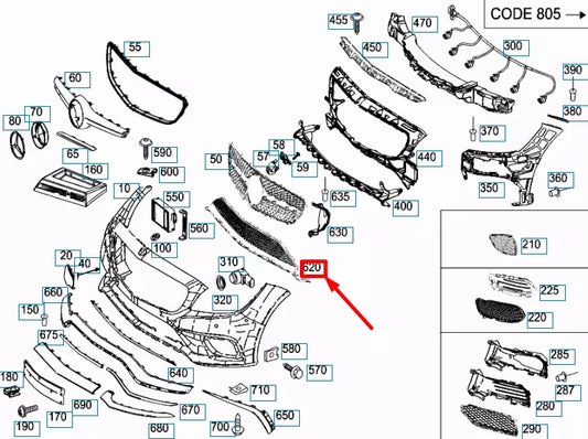 NEW MERCEDES-BENZ CLS C218 AMG FRONT BUMPER LOWER GRILLE A2188851900 ORIGINAL