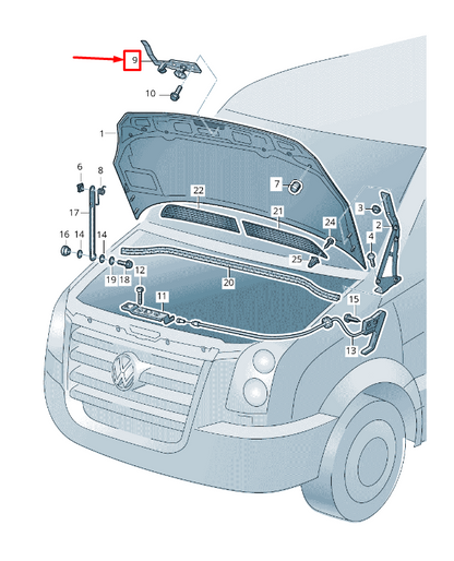 NEW VW CRAFTER 30-35 MINIBUS 2E FROT HOOD LOCK 2E0823507 ORIGINAL