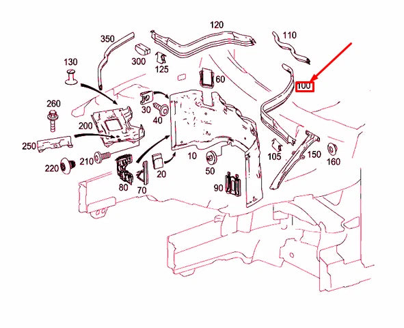 NEW MB C W204 ENGINE PARTITION LEFT SEAL LONGITUDINAL MEMBER A2046282798