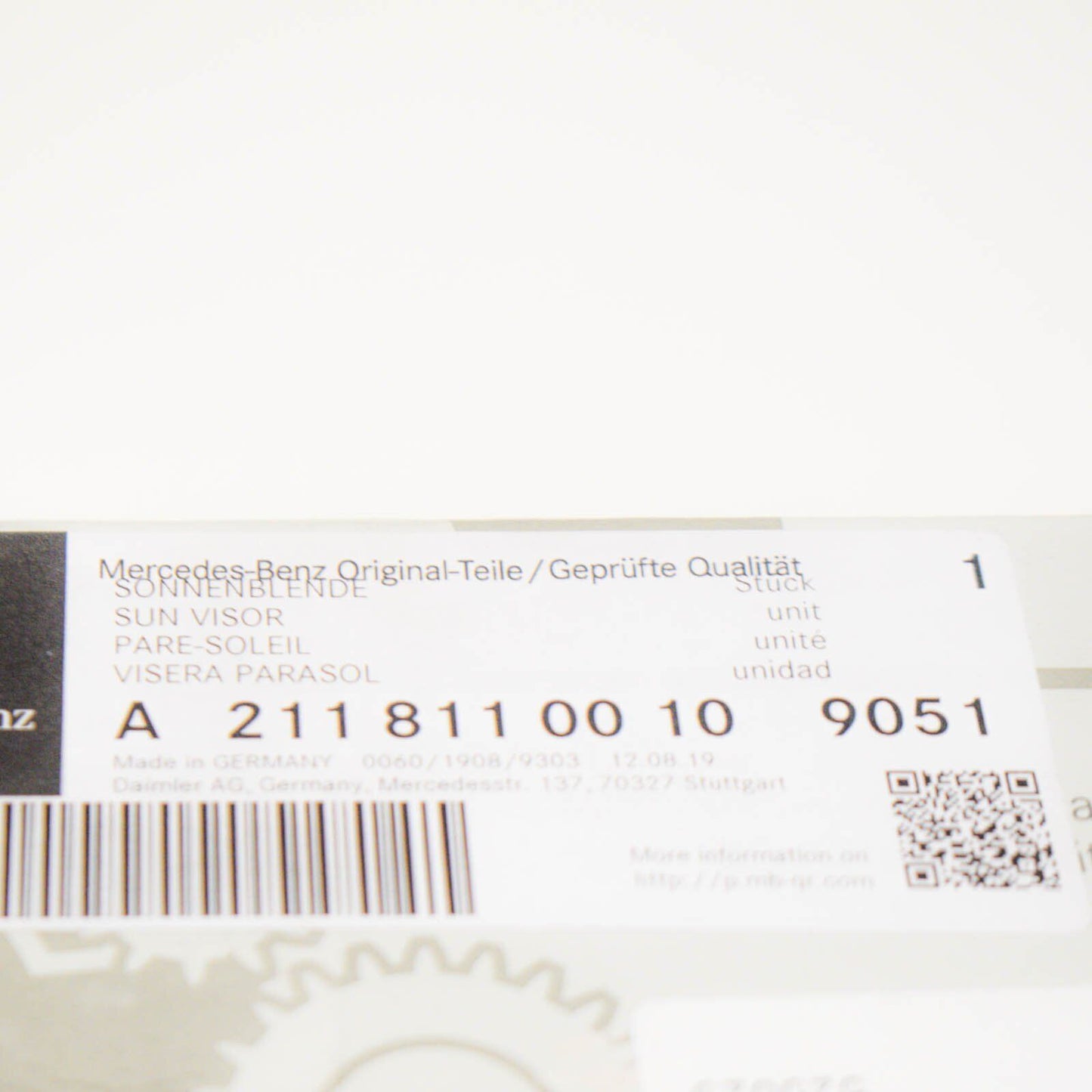 NEW MB E-CLASS W211 RIGHT SUN VISOR MIRROR A21181100109051 ORIGINAL