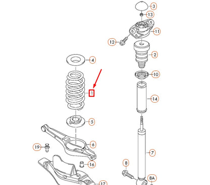 NEW VOLKSWAGEN TOURAN 1T REAR COIL SPRING 1K0511115CR ORIGINAL