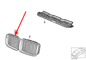 new bmw 3 e36 front radiator right grille chrome 51138195152 8195152 original