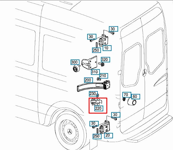 NEW MERCEDES BENZ SPRINTER 906 REAR DOOR STRAP BRACKET A9067600428 ORIGINAL