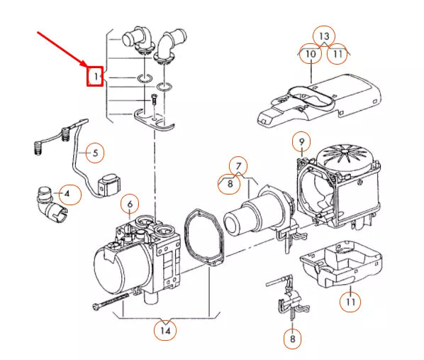 NEW VOLKSWAGEN EOS AUXILIARY HEATER GASKET SET 1K0898020A ORIGINAL