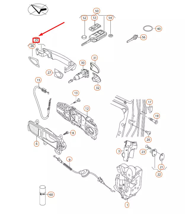 NEW VOLKSWAGEN PASSAT B8 FRONT LEFT DOOR EXTERIOR HANDLE 1K8837205HGRU ORIGINAL