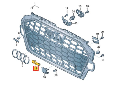 NEW AUDI A4 B9 FRONT BUMPER RADIATOR GRILLE LOWER CAP 8W0853140G9B9