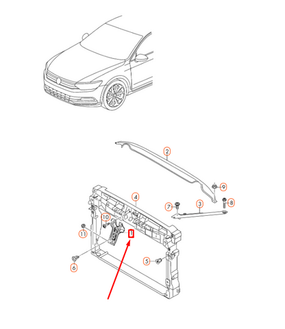 NEW VOLKSWAGEN PASSAT B8 FRONT CNETRE LOCK CARRIER SUPPORT 3G0805567A ORIGINAL