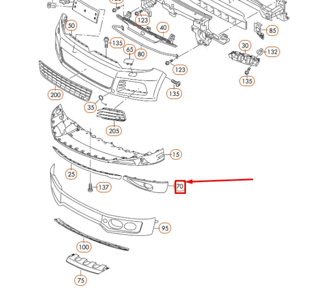 NEW VOLKSWAGEN TOUAREG 7P FRONT BUMPER RIGHT TRIM 7P6807490BGRU ORIGINAL